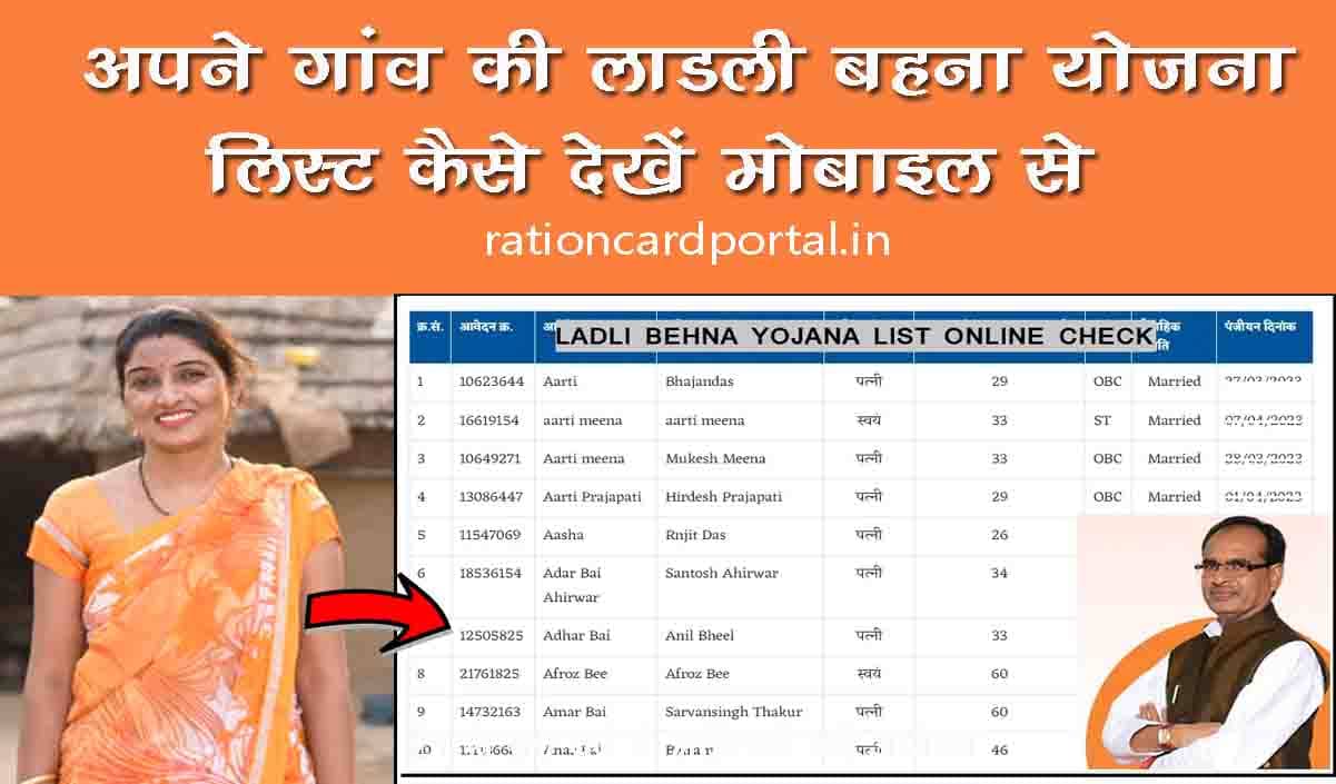 apne gaon ki ladli behna yojana list kaise dekhe mobile se