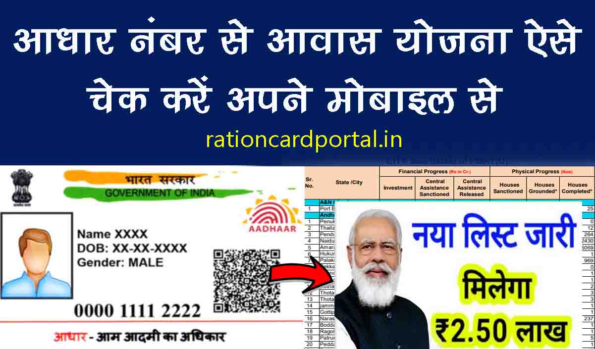 aadhar number se awas yojana check kaise kare