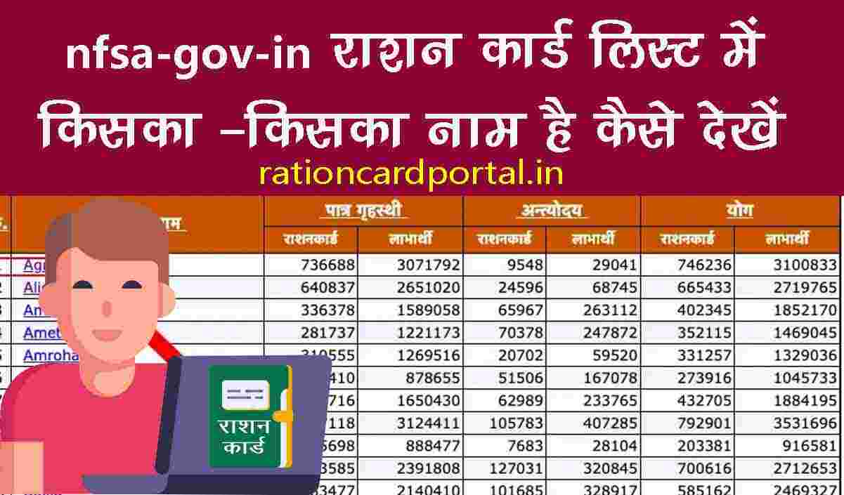 nfsa.gov.in ration card list me kiska kiska naam hai kaise check kare