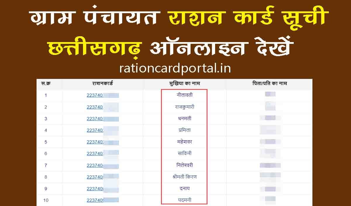 Gram panchayat ration card list CG